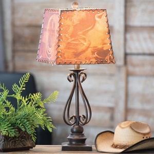 Lámpara de Mesa de Metal Forjado Estilo Western, Diseño Rústico <span class=keywords><strong>Vaquero</strong></span>, Base Hecha a Mano, Iluminación Decorativa para <span class=keywords><strong>el</strong></span> Hogar - Product Image 4
