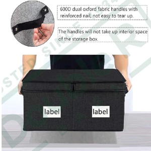 Caja de Almacenamiento Decorativa de Tela con Tapa y Asas, Organizador Plegable de Lino para Ropa, Libros, Juguetes y Lavandería - Product Image 5