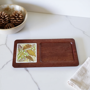 ถาดเสิร์ฟไม้พิมพ์ลายหรูหราสำหรับชา กาแฟ ขนม อาหารเช้า ครัว ภาชนะบนโต๊ะอาหาร - Product Image 3