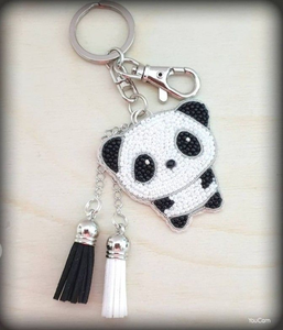 Llavero PANDA bordado con cuentas, hecho a mano, estilo italiano, colgante para bolso, cierre de metal dorado, regalo para dama - Product Image 2