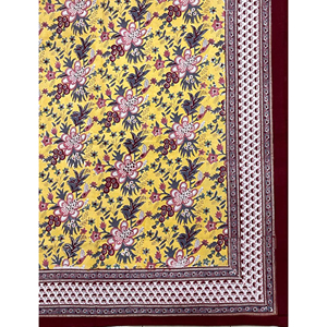 <b>Double</b> Yellow Jaal Hand Block Printed Cotton 200TC Geometric Flat <b>Bed</b> <b>Sheet</b> Breathable Home Hotel & Fancy Use - Product Image 2