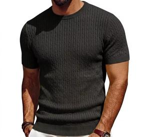 <b>Men's</b> Short Sleeve O-Neck Knitted Sweater <b>Animal</b> Print Sequin Embroidery Regular Fit Casual 100% Cotton Breathable Regular - Product Image 3