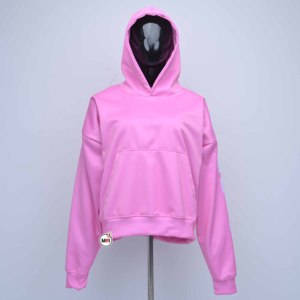 เสื้อฮู้ดผู้หญิงสีชมพู ผ้าฟลีซ สวมใส่สบาย ความยาวสั้น สีพื้น โลโก้ด้านหลัง ไซส์ใหญ่ เสื้อฮู้ดผู้หญิงสำหรับใส่ในฤดูใบไม้ร่วง - Product Image 1