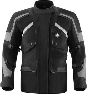 Blouson de moto noir pour homme, coupe-vent, manches longues, équipement de motocross avec bandes réfléchissantes - Product Image 1