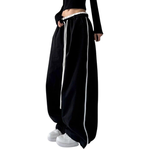 Nuevos Pantalones Deportivos para Hombre Haody 2026, Tejido de Poliéster/Algodón Ecológico, Diseño Plisado de Pierna Ancha, Estilo Hip Hop - Product Image 4