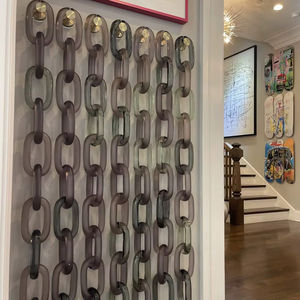 Décoration murale de luxe en chaîne de résine grise, lien acrylique suspendu, écran à boucles fumées, ornement d'intérieur moderne, séparateurs de pièce en gros - Product Image 1