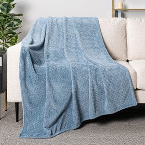 Solid Color Polar Fleece <b>Throw</b> Blanket Rectangular Folded Knitted Winter Home Use Machine Washable 280gsm Anti-Pilling Flame - Product Image 2