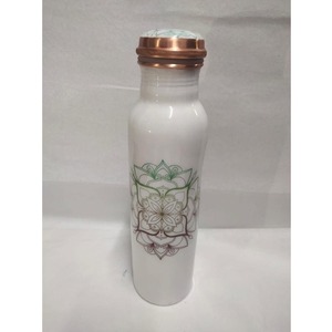 Proveedor de cobre B2B, botella de agua de cobre hecha a mano con diseño oriental, botella portátil de viaje con tapa - Product Image 3