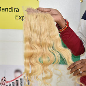 Machine de cheveux vierges de vague naturelle bon marché en gros vendeur de double trame couleur noire fermeture profonde 5*5 Bodywave 613 cheveux humains indiens - Product Image 3