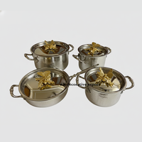 Peralatan Masak Eropa Elegan dari Baja Tahan Karat dengan Lapisan Poles, Set Panci dan Wajan Logam Bertekstur Premium untuk Prasmanan dan Penyajian