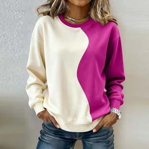 Sudadera de Mujer con Bloques de Color y Logotipo Personalizado, 300 GSM, Cuello Redondo, Manga Larga Raglán, Corte Holgado, Casual y Moderna - Product Image 6