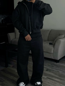 Ensemble de survêtement coréen pour femme, deux pièces, personnalisé, de haute qualité, en coton 100%, poids moyen 220g, avec sweat à capuche à cordon et pantalon de jogging, idéal pour l'automne - Product Image 4