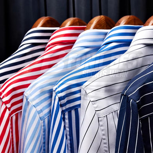 Chemise décontractée à manches longues rayée pour homme, coupe ajustée, résistante aux plis et sans repassage, conception personnalisée OEM - Product Image 2