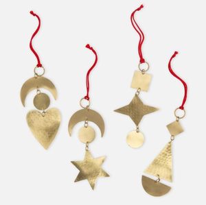 Adornos Navideños de Latón, Corazón, Luna, Estrella, Cuadrado, Rectángulo, Círculo, Decoración Artesanal Moderna - Product Image 1
