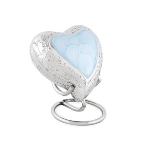 Blue Heart Shaped Cremation Urn with Metal <b>Ring</b> and Velvet Box <b>for</b> Pet <b>Ashes</b> Keepsake Beautiful Blue Heart Urn <b>For</b> Cat & Dog <b>Ash</b> - Product Image 5