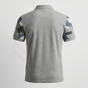 Polo à manches courtes pour homme, imprimé géométrique, décontracté, respirant, tricoté, 100% polyester, coupe classique, gris bleu - Product Image 2