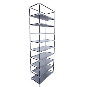 Elegante Scarpiera a 9 Scomparti in Tessuto Non Tessuto Rosso Vino, Salvaspazio - Product Image 2
