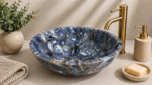 Lavabo en pierre gemme, Évier en pierre semi-précieuse, Lavabo en pierre naturelle, Lavabo de luxe en pierre, Lavabo de salle de bain en pierre gemme, Lavabo en agate - Product Image 2