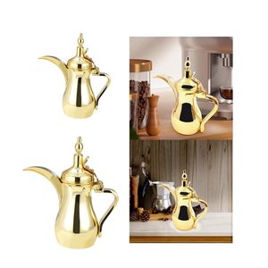Arabic Coffee Pot Stainless Steel Teapot Metal Craft for Eid Al-Fitr Festival <b>Gathering</b> Serving Kitchen Tableware - Product Image 4