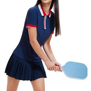 Women's Short Sleeve Golf for Quick Dry Breathable Knitted Jersey Print Casual <b>Aesthetic</b> Tennis Sportswear Front Half Zipper - Product Image 3