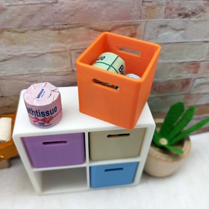 Miniature 1:12 Scale Durable <b>PLA</b> Grid Shelf and Colorful Boxes Mini Furniture Set for Dollhouse Decoration - Product Image 5