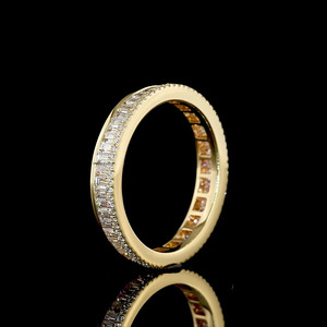 แหวนเพชรทรงบาแกตต์และทรงกลมแบบ Eternity Band สุดหรู ทำจากทอง 10K 14K 18K และเงิน 925 935 เหมาะสำหรับงานแต่งงานและเป็นของขวัญ - Product Image 4