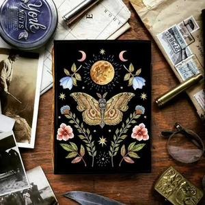 Handmade 10x7 Inch Genuine Leather Journal Butterfly Classic Flower Dream Art Sketchbook 200 Deckle Edge Pages Printed Animals - Product Image 2