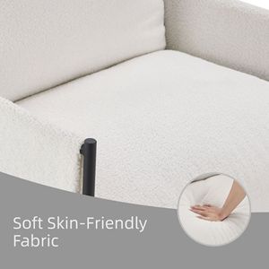Poltrona Moderna e Confortevole con Cuscino Rimovibile, Sedia per Soggiorno e Camera da Letto in Bianco con Braccioli in Legno - Product Image 6