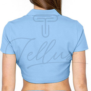 Camiseta polo premium de alta calidad, nueva, acanalada, corta, sexy, ajustada, para mujer, de manga corta, de secado rápido, deportiva. - Product Image 6