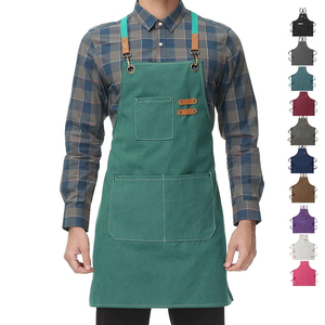 Tablier de barbier en cuir véritable imprimé avec logo personnalisé, avec sangles de travail personnalisées imperméables - Product Image 1