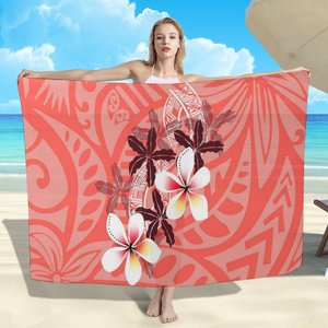 Prix promotionnel – Sarong de plage personnalisé en gros, imprimé fleurs tropicales, sarongs hawaïens, couvre-bikini, châle pour femme, écharpe - Product Image 5