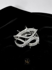 Spike Studded Mask Statement <b>Ring</b> VVS1 Real Moissanite Pave Crossover <b>Ring</b> 925 Silver <b>Gothic</b> Punk Wholesale Jewelry Manufacturer - Product Image 1