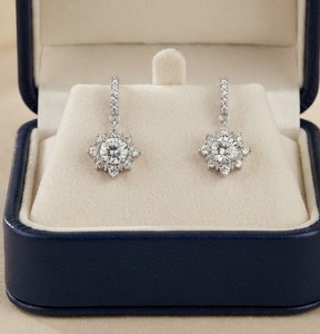 Wholesale Round Lab Diamond Dangle Stud Earring 10K 14K 18K Solid Gold Engagement Stud Earrings Claw Setting Wedding Earrings - Product Image 5