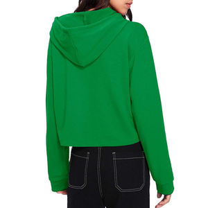 Hoodies courts pour femmes en molleton brossé personnalisé avec logo thermocollé, finition surjetée, pour l'entraînement et les vêtements de sport - Product Image 4