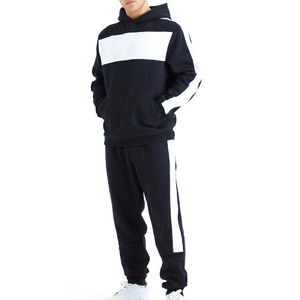 Ensemble de survêtement décontracté en molleton 100 % coton, design personnalisé, couleur unie, pour l'hiver, avec sweat à capuche et pantalon de survêtement à cordon de serrage - Product Image 1