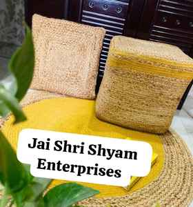 Pufs Modernos Trenzados de YUTE y ALGODÓN, Hechos a Mano, Ecológicos, Multifuncionales, Decoración de 2 Piezas - Product Image 1