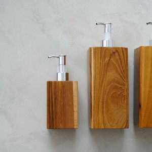 Dispensador de jabón y jabonera de madera natural hechos a mano, los más vendidos, para encimera de baño, accesorios modernos para baño. - Product Image 2