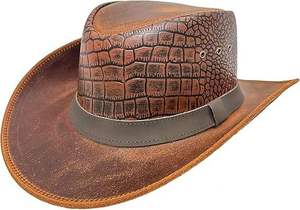 หมวกคาวบอยหนังแท้ทรง Outback ทำมือ ปีกกว้าง สไตล์ตะวันตก สำหรับกิจกรรมกลางแจ้งและการเดินทาง - Product Image 4