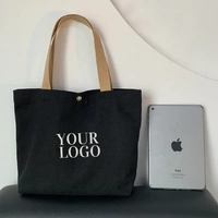 Sac fourre-tout en toile de couleur unie avec logo imprimé, ouverture supérieure, pour le shopping, toutes saisons, style minimaliste