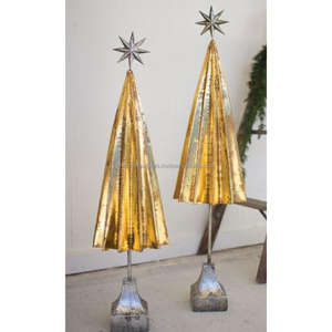 <b>Gold</b> And Silver Xmas <b>Tree</b> Accent Decorative Objects For Tableware Hot Selling Metal <b>Christmas</b> <b>Tree</b> Showpiece Models For Holiday - Product Image 1