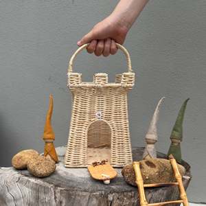 Rattan castle baskets new design handmade woven kids <b>bag</b> <b>toddler</b> storage basket with handle - Product Image 6
