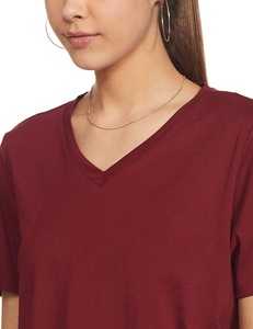 เสื้อยืดคอวี แขนสั้น สีพื้น ผ้าฝ้าย ทรงปกติ สวมใส่สบาย สำหรับผู้หญิง ยี่ห้อ PUFFIN SPORTS OEM เหมาะสำหรับทุกฤดูกาล - Product Image 4