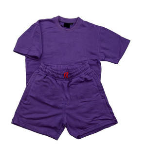 Ensemble T-shirt et short pour homme, survêtement décontracté avec impression en relief, logo personnalisé, nouveau modèle deux pièces graphique décontracté - Product Image 5