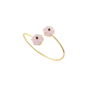 Bracelet manchette tendance en laiton plaqué or 18 carats, motif floral, fantaisie, best-seller, unique, ouvert, haute couture pour femme - Product Image 3