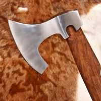 UA Supplies Hache de Bushcraft Viking Premium, Hachette Nordique Forgée à la Main, Tête en Acier, Manche en Bois de Palissandre, pour Bricolage, Camping et Activités de Plein Air, 4 1/2 pouces