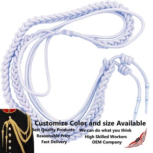 Shoulder Aiguillette White Silk Tactical Aiguillette Super Quality Uniform Shoulder <b>Cord</b> - Product Image 4