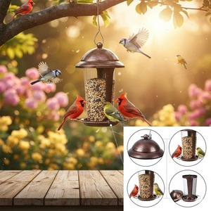 Mangeoire à oiseaux décorative en métal à suspendre pour jardin, terrasse et décoration intérieure - Product Image 5