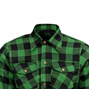 Camisa de Franela con Bolsillo de Parche y Dobladillo Curvo con Logotipo Personalizado, Camisas Casuales con Estampado a Cuadros para Hombre, 100% Algodón, Manga Larga, Transpirable - Product Image 3