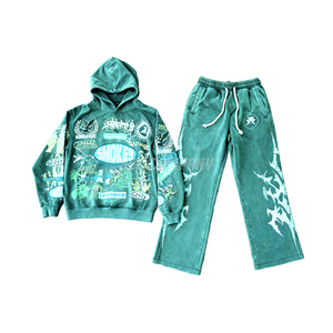 Wholesale Men Sweatsuit Set Full Sleeve Hoodie and Sweatpants Streetwear Sweatsuit - Product Image 1