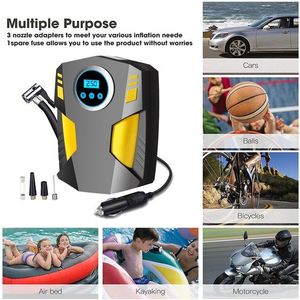 Compressore d'aria portatile 12V DC, mini gonfiatore per pneumatici con manometro digitale 150psi, luce LED di emergenza, pompa ad aria certificata ROHS per - Product Image 4